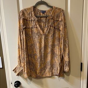 Democracy Animal Print Blouse - Brown 1x A playful piece